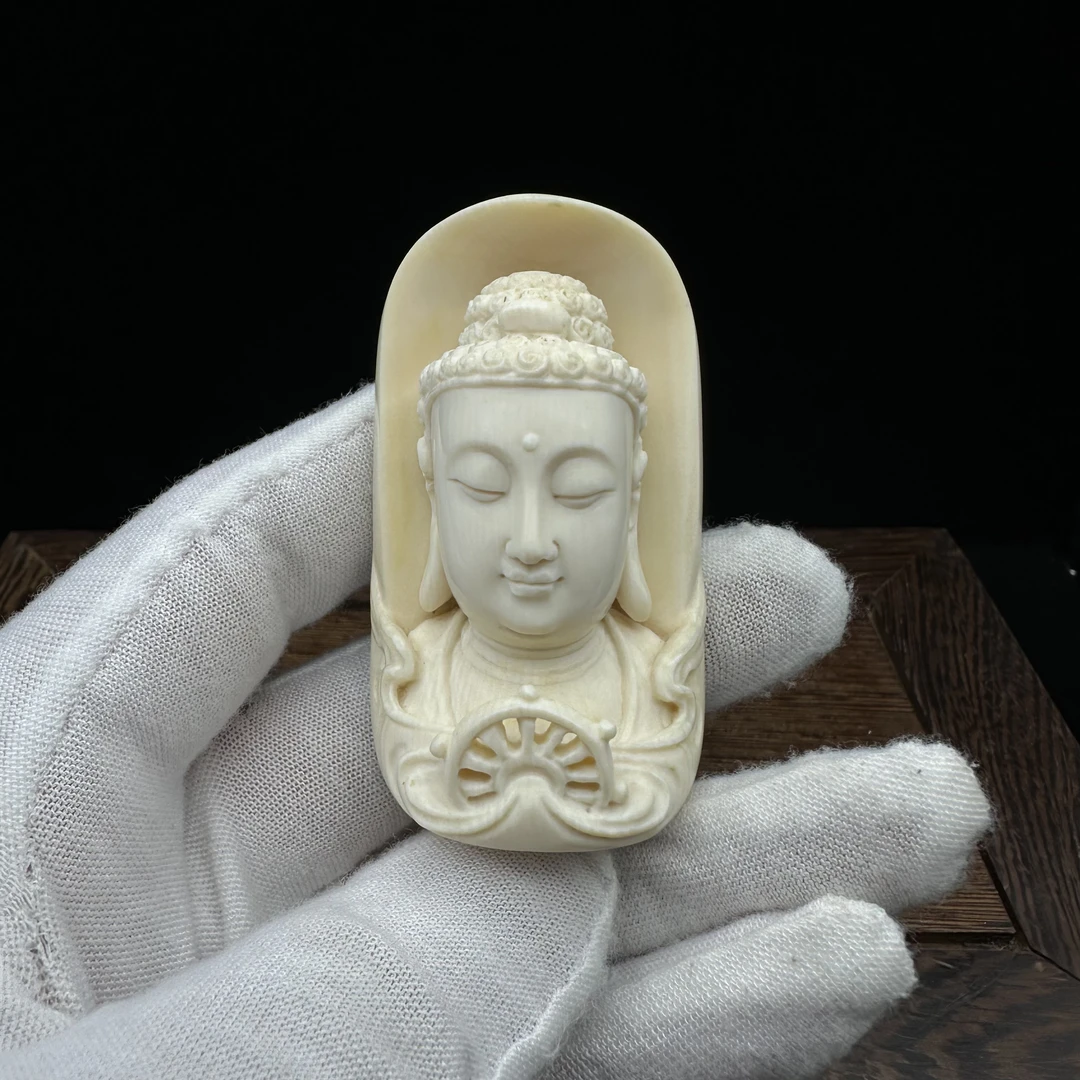 D5105【大日如来】天然猛犸牙红皮纯手工雕刻 支持鉴定假一罚十