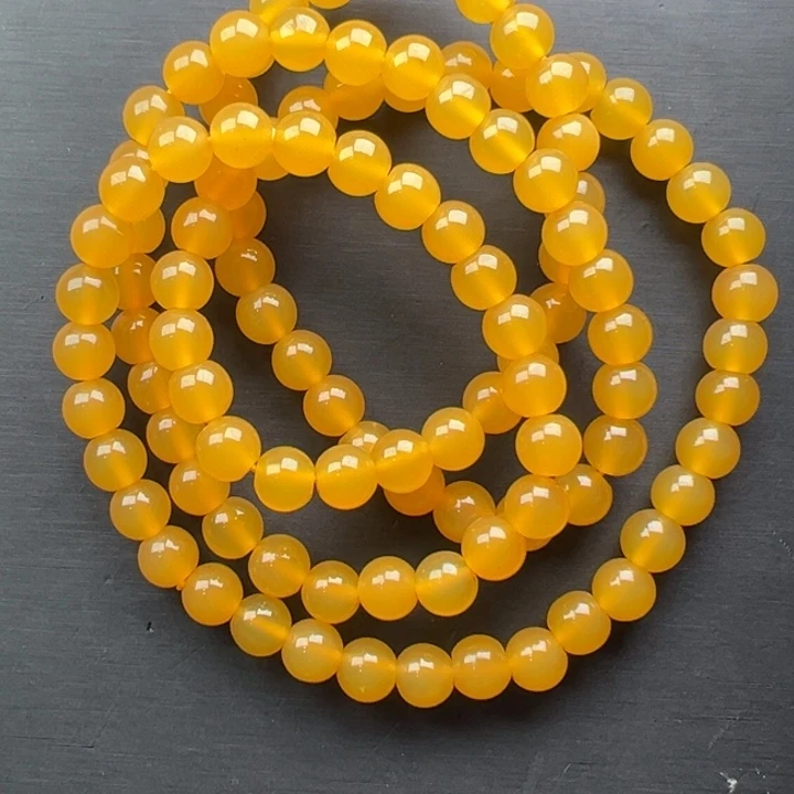 石英质玉（黄龙玉）未镶嵌缅黄荧光料卡8 108颗珠链