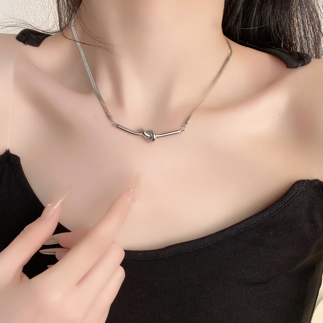 钛钢项链 银色蛇骨项链不掉色女冷淡风百搭高级设计感小众锁骨链
