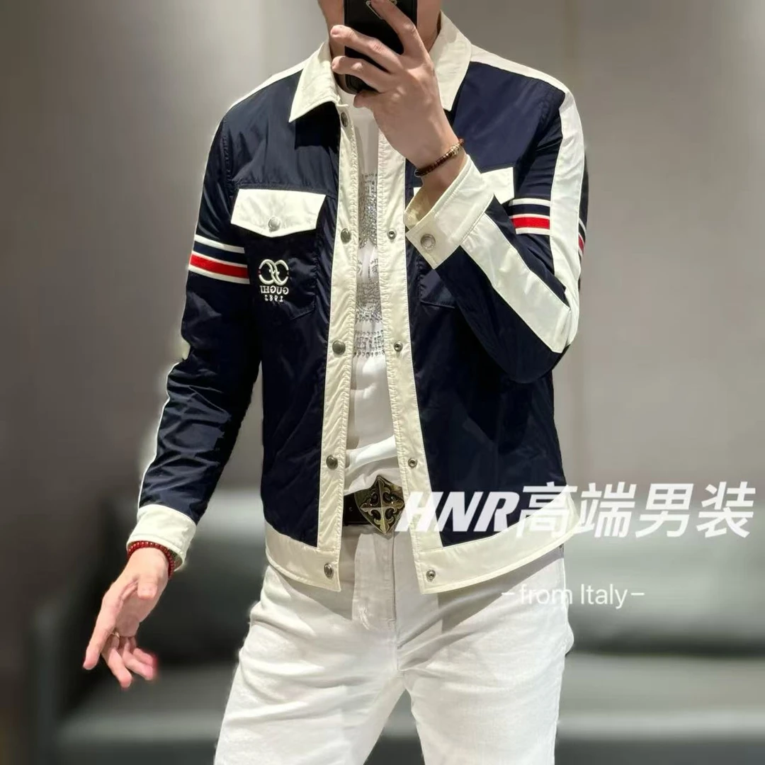 【雷迪·凯奇】品牌专卖全手工立体裁剪拼接双色工艺春款夹克1087