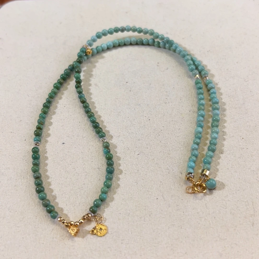 绿松石项链18K金镶嵌项链