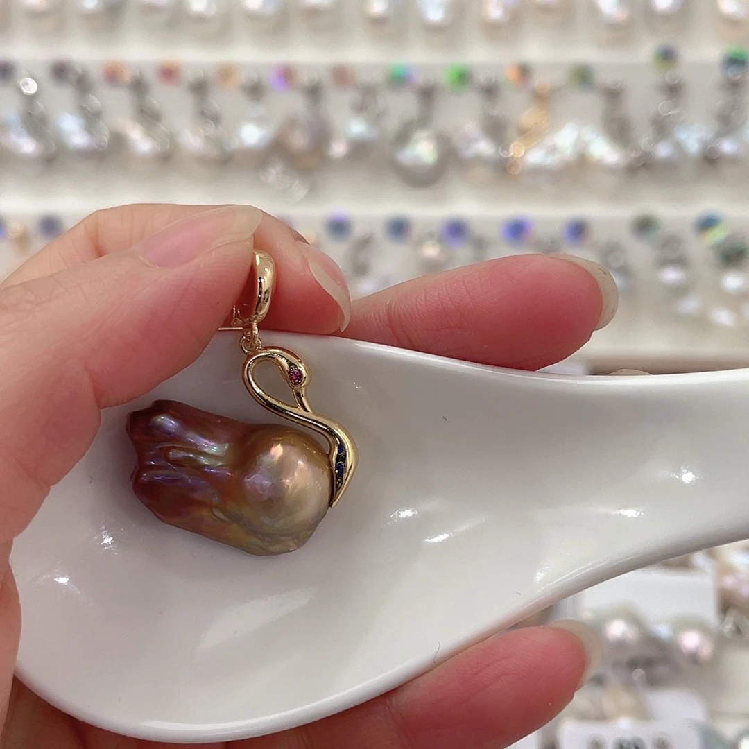 黑***娃淡水珍珠耳坠未镶嵌