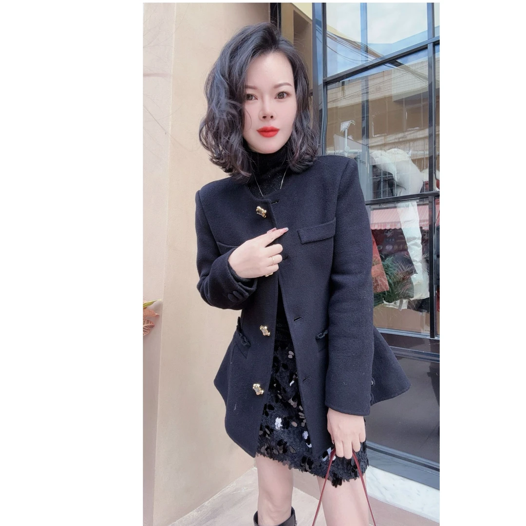 【小韩家】欧货24冬季中长款修身时尚气质外套