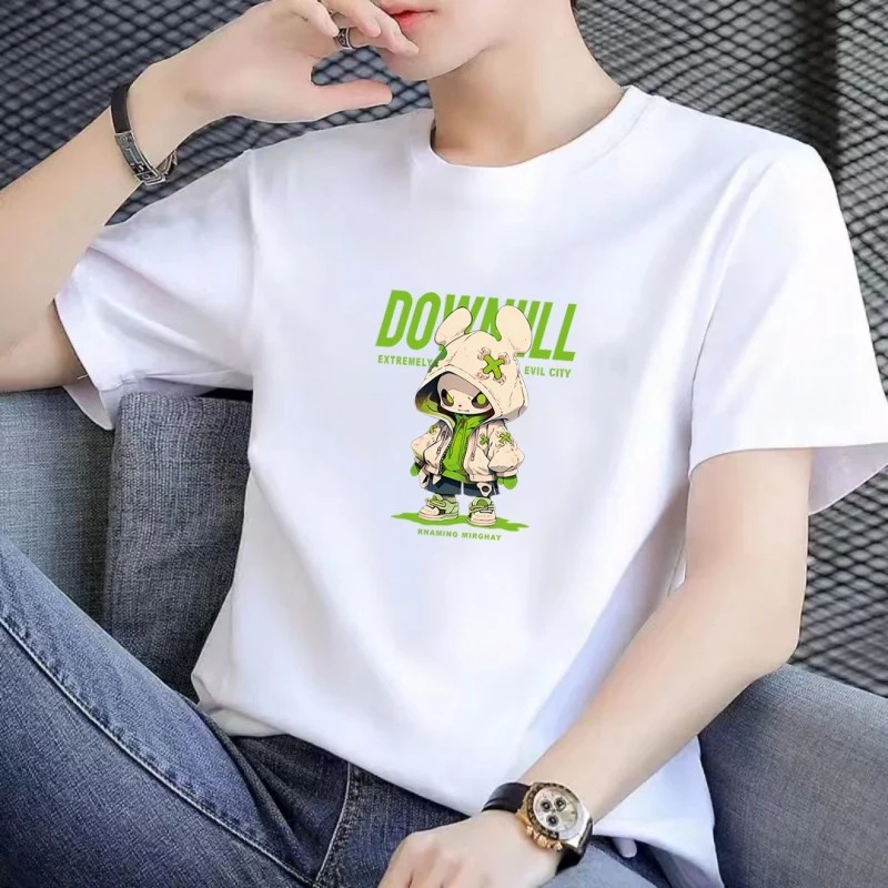 纯棉短袖男士运动百搭宽松休闲时尚圆领透气半袖T恤夏季男装