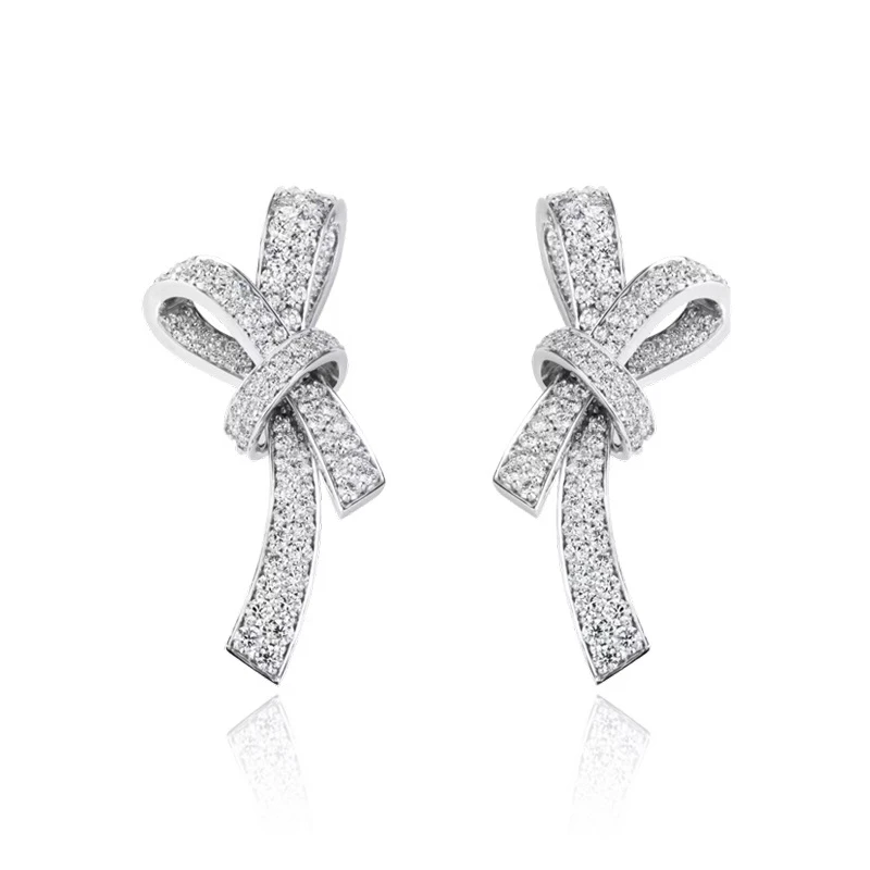 FXM/梓珊 合金合成锆石耳饰 微笑蝴蝶结镶嵌耳饰 ZF-A366