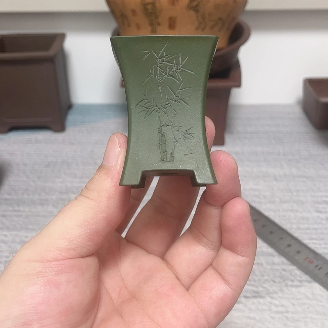 紫砂花盆宜兴精品紫砂四方签筒3×4.5