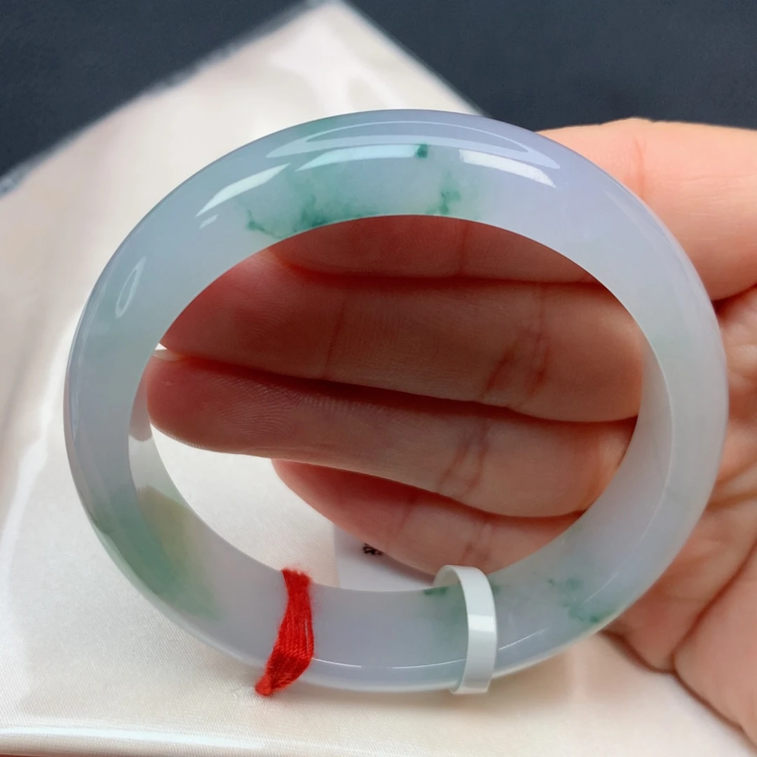 翡翠手镯未镶嵌52-53冰种莫奈花园飘花