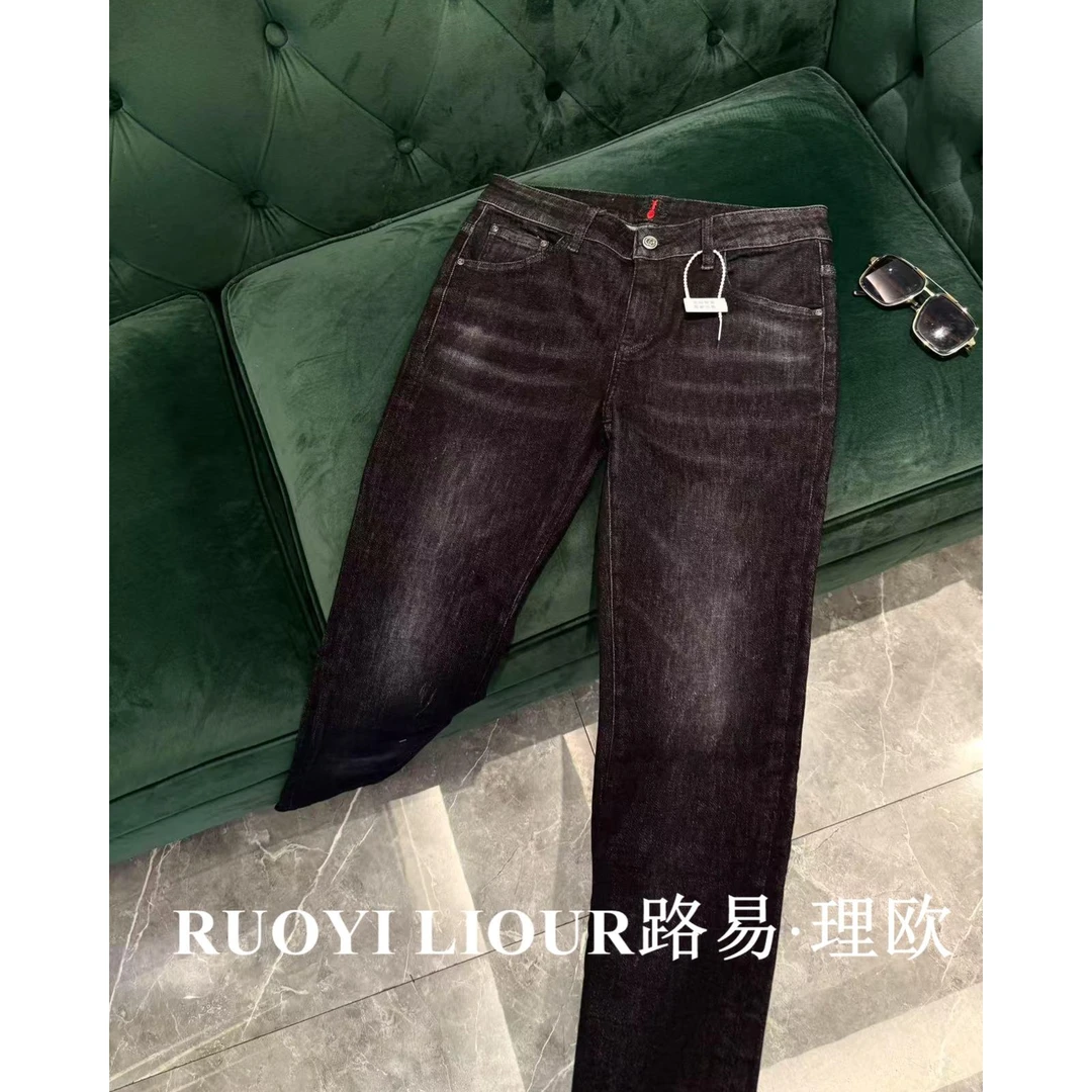 【路易理欧】欧货时尚潮流街头纯色休闲百搭男士牛仔裤86811