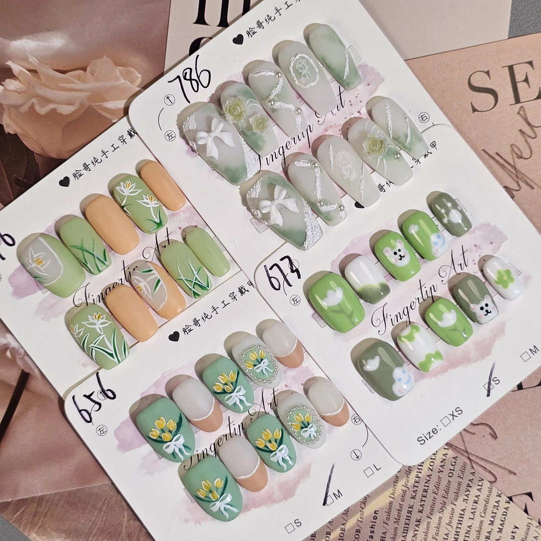 14.《两单包邮》高级手工莫奈~国风~ins~砂糖~可爱油画简约穿戴甲