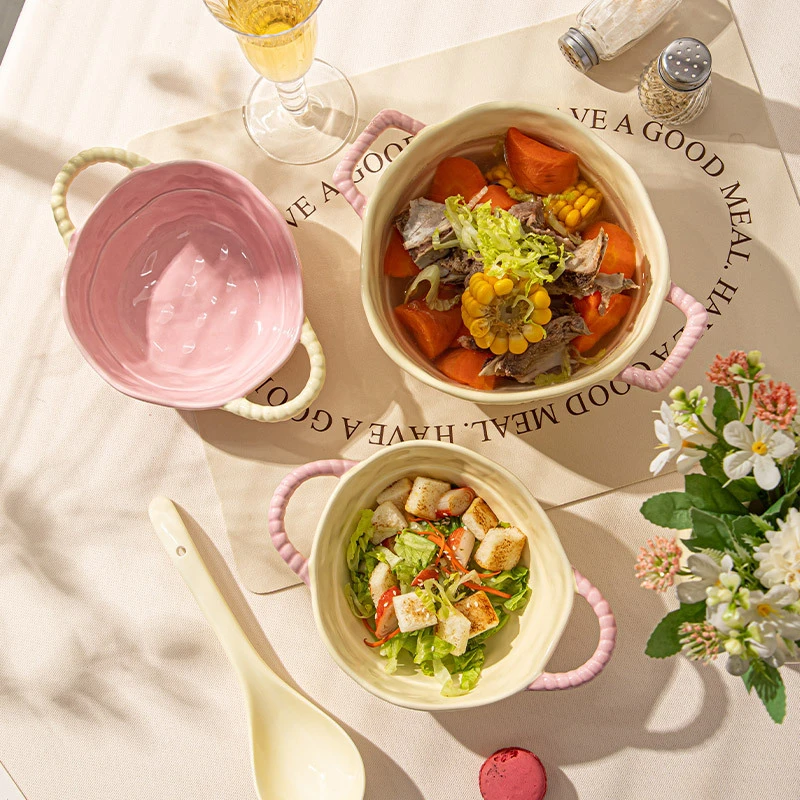 双耳汤碗陶瓷家用大号大碗泡面碗大容量麻辣烫碗螺蛳粉碗专用汤盆