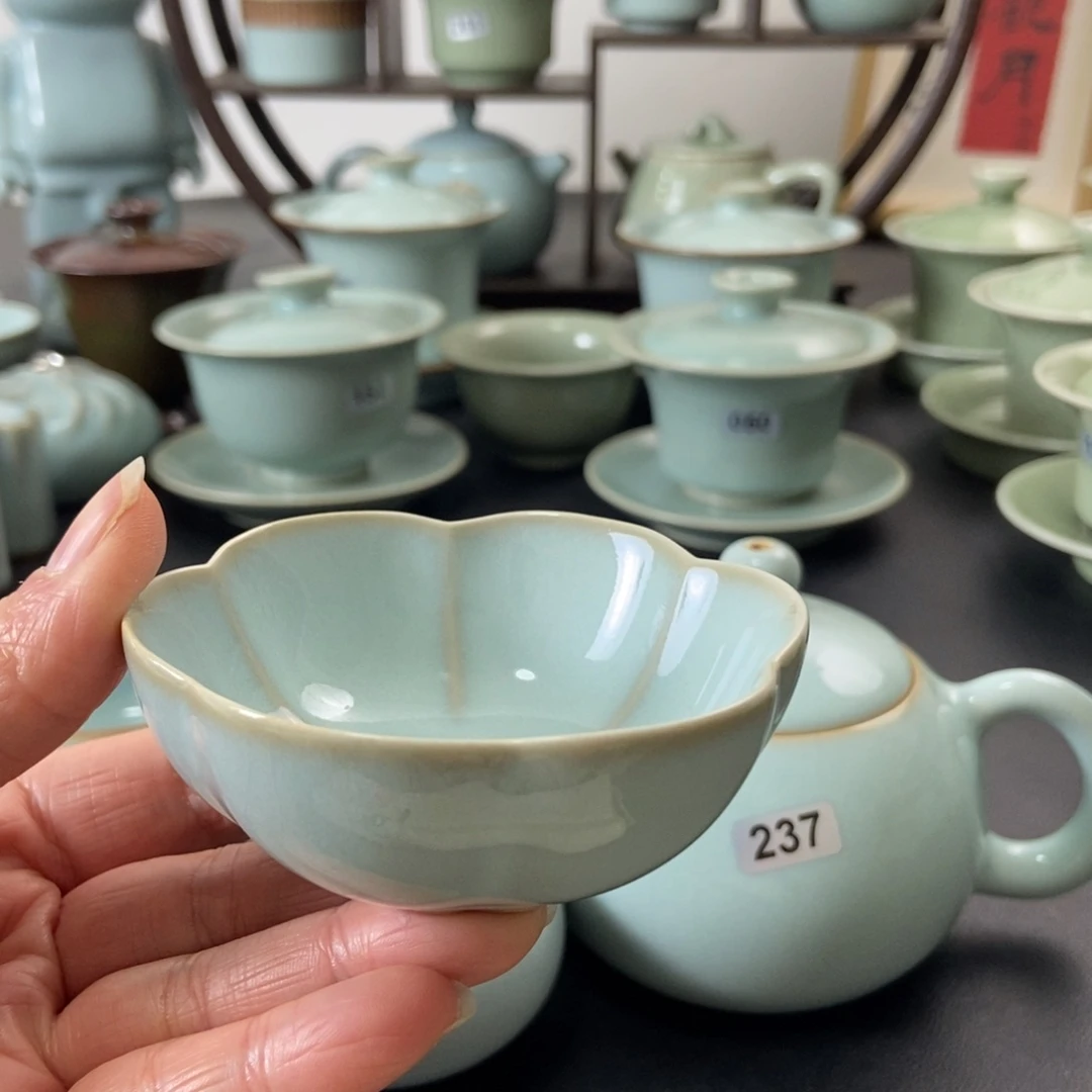 *****天青釉梅花杯福利款