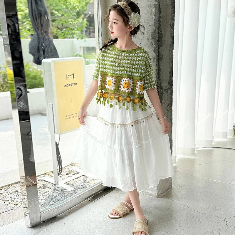 女童夏装半身裙套装2025新款夏季时尚洋气连衣裙儿童公主裙两件套