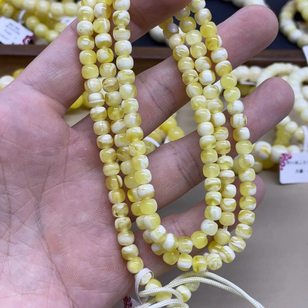 琥珀未镶嵌手链精工老型108颗