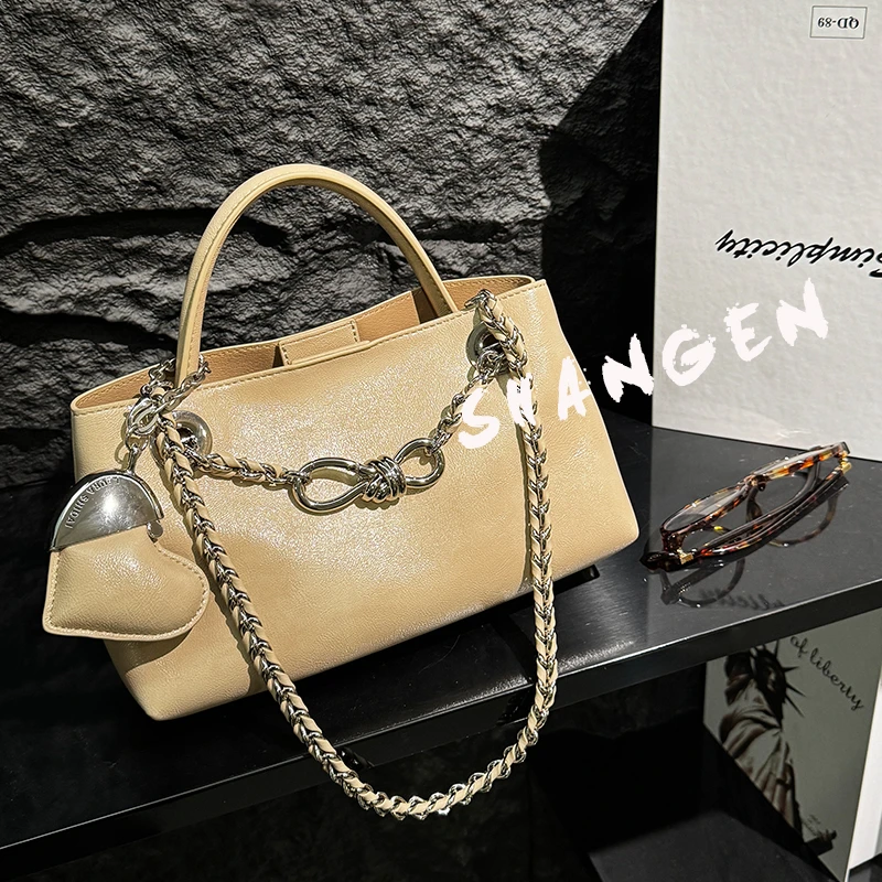 【尚恩CC】SD-5359-裸色杏仁-25*7*15轻奢时尚女士手提斜挎包