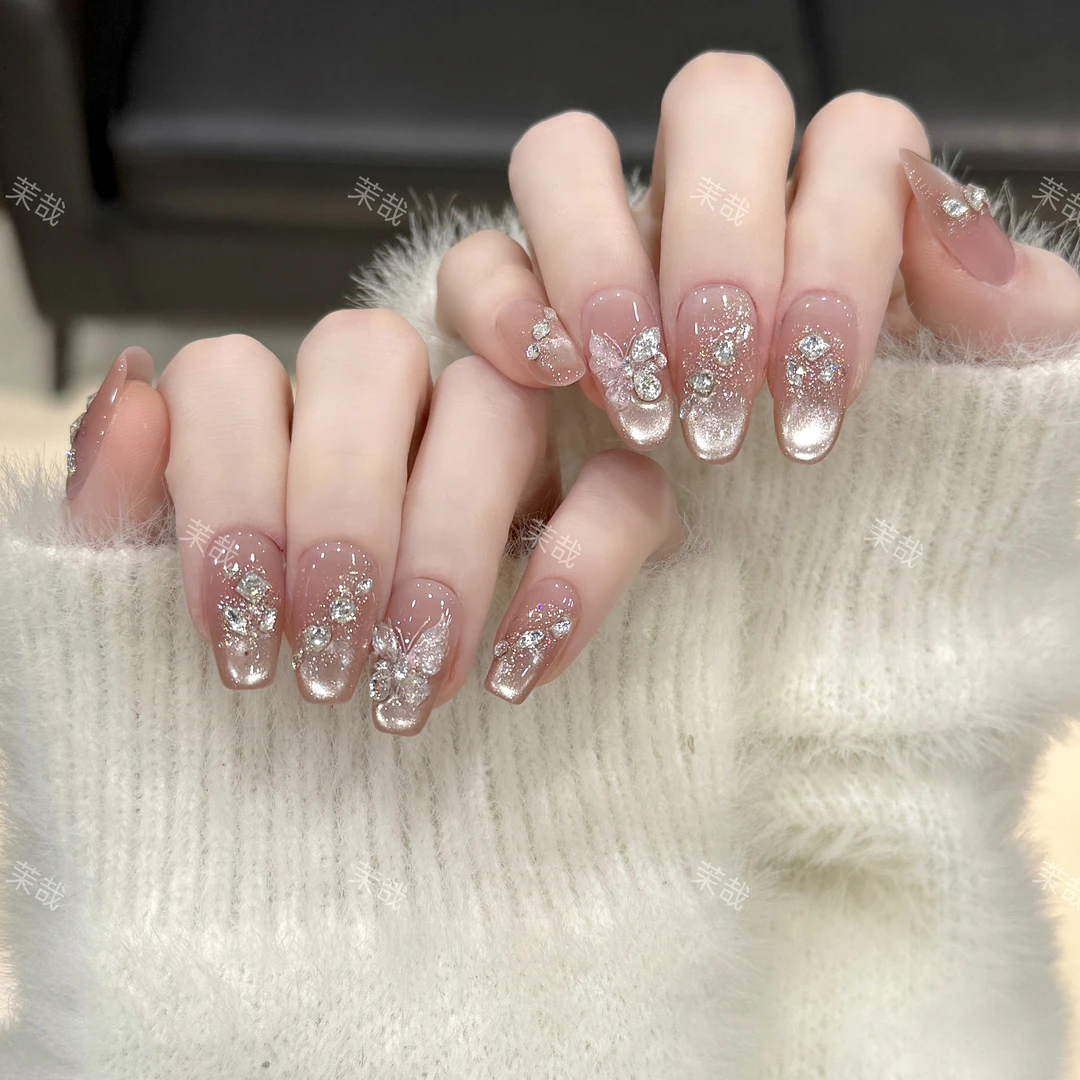 茉哉清 现货【星河蝶舞】纯手工定制美甲拆卸穿戴甲A4216