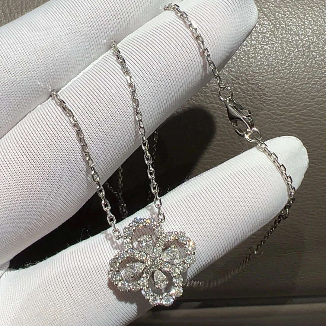 PT950铂金满钻四叶花套链