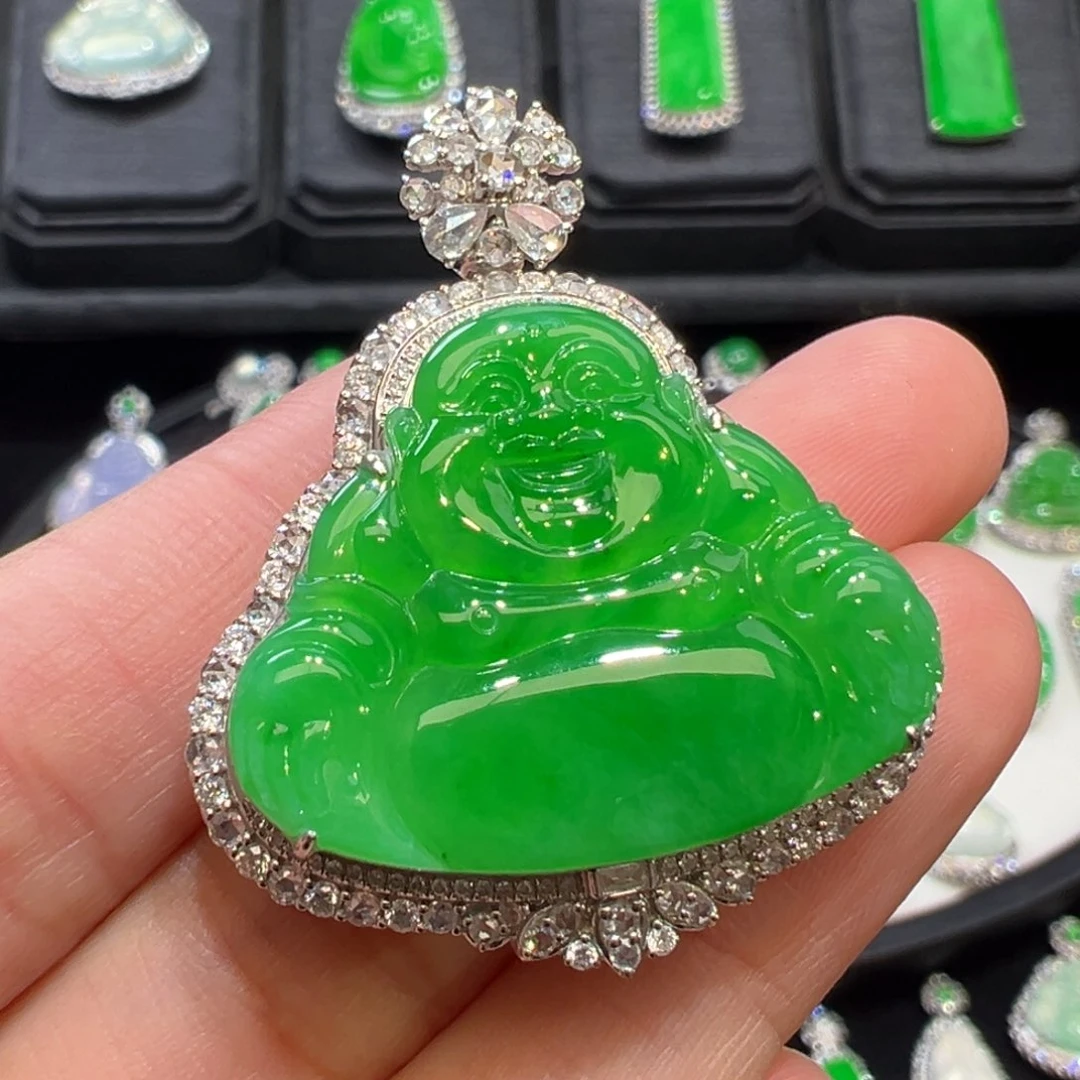 翡翠吊坠(不含链)18K金镶嵌48小时鉴赏期超时不退不换