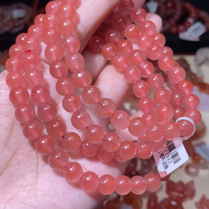 三***物南红玛瑙冰粉多圈分单付8+未镶嵌692