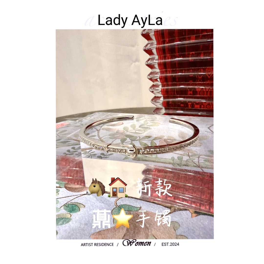 铜合金合成锆石手镯 气质少女网红超仙复古皮带H手镯镯子insAL872
