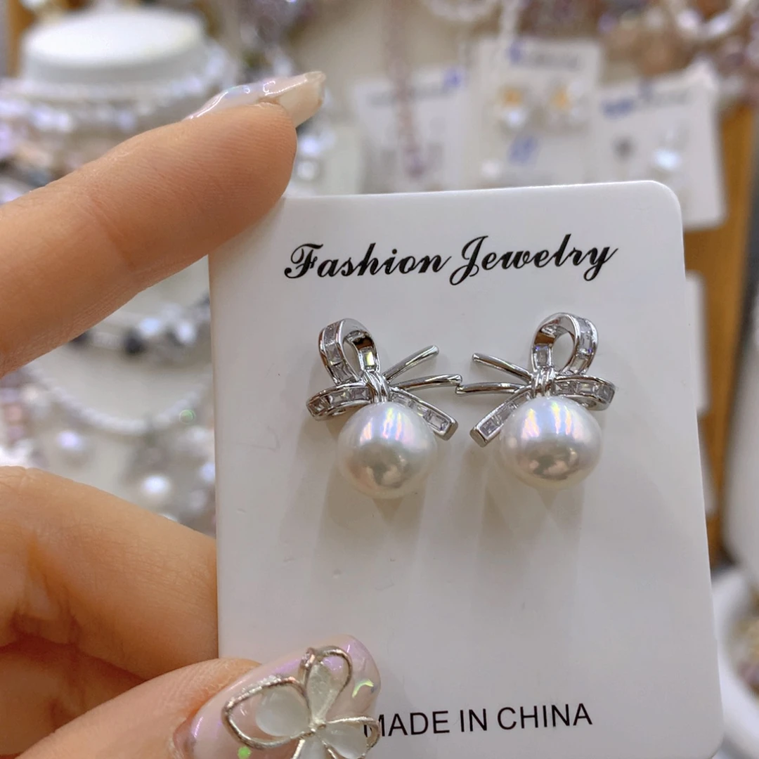 淡水珍珠耳饰银S925镶嵌