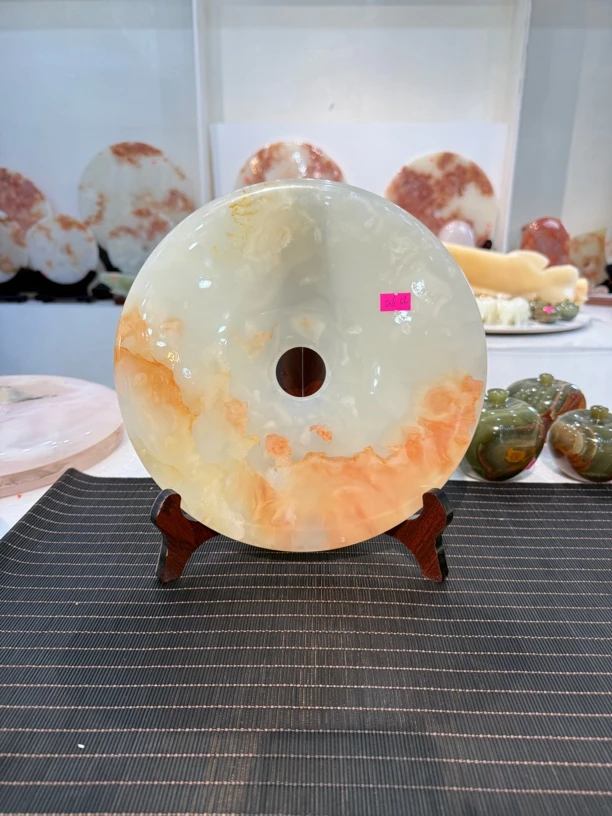 《26厘米直径》红花天然玉石家居乔迁开业平安扣客厅办公室送礼摆件