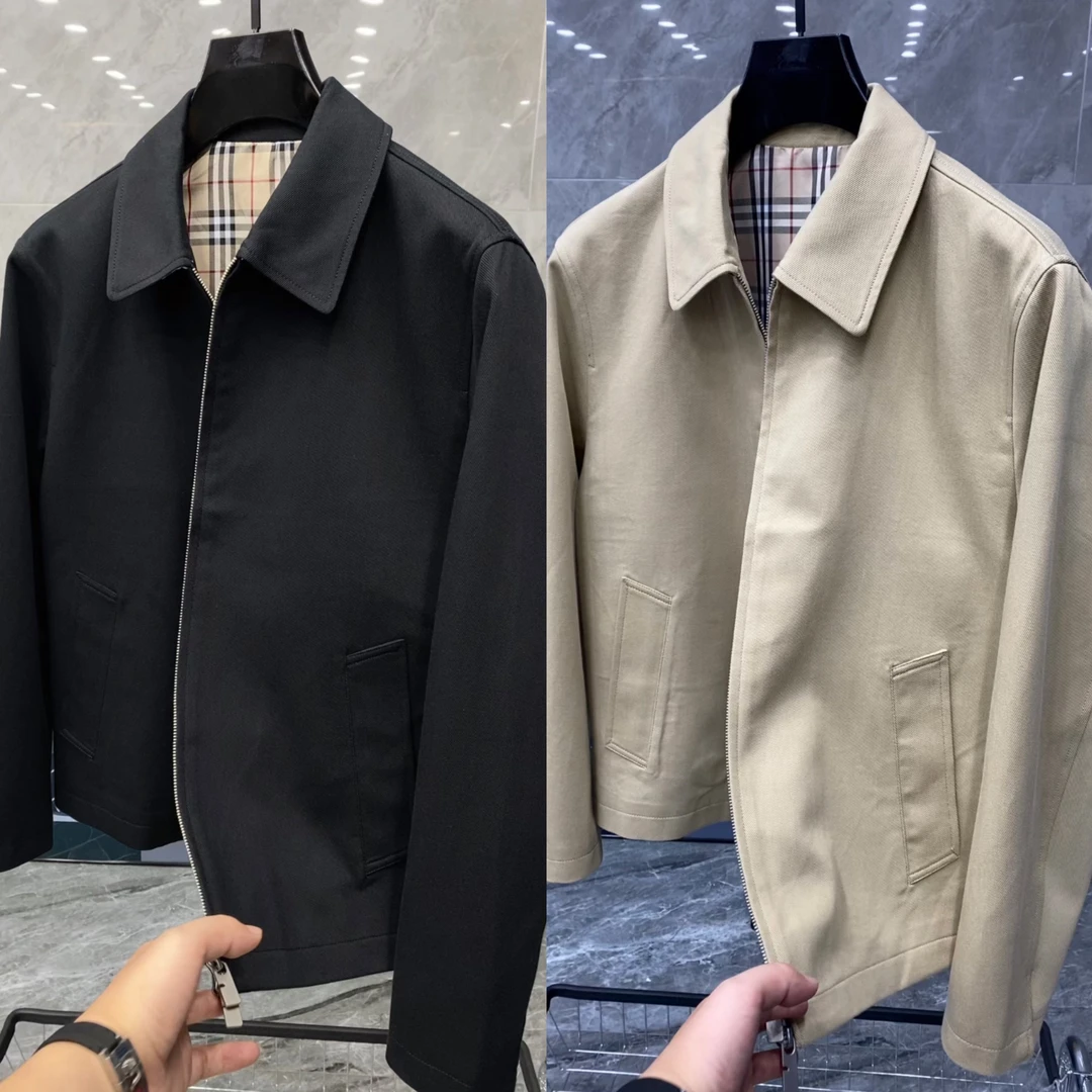 秋季新款男士轻奢时尚休闲百搭纯色翻领夹克外套 082