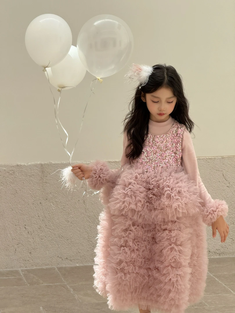 YA'S｜【霓虹甜心】2025秋童装女童亮片生日礼服公主裙背心连衣裙