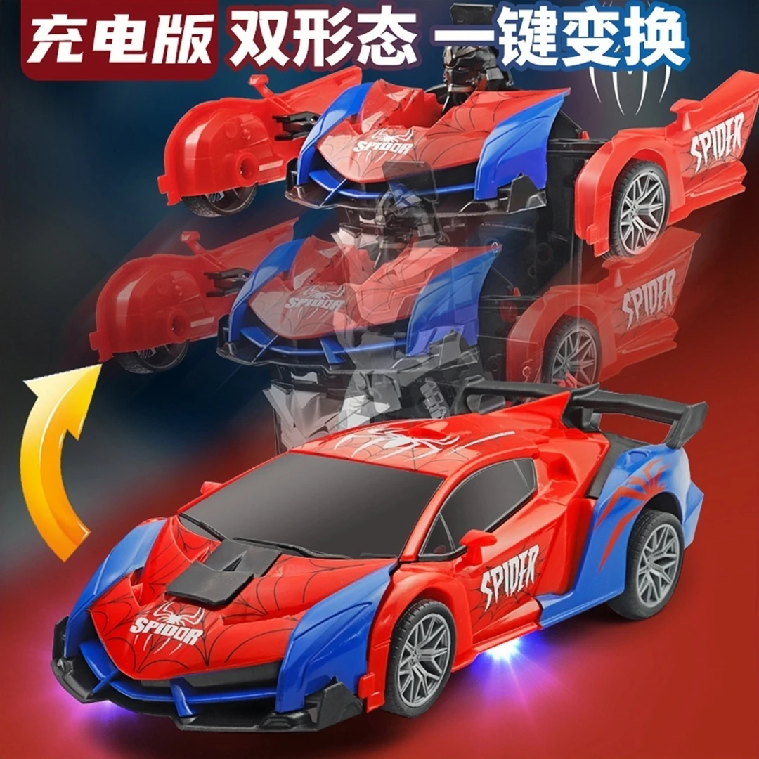 一键变形遥控汽车蜘蛛金刚机器人充电赛车儿童玩具遥控车男孩礼物