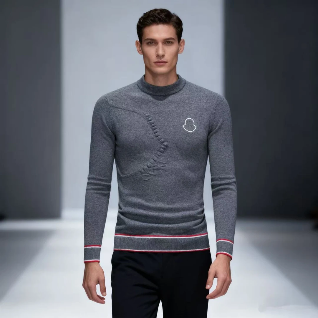 轻奢男装  秋冬男士中厚圆领羊毛衫 百搭毛衣 打底衫