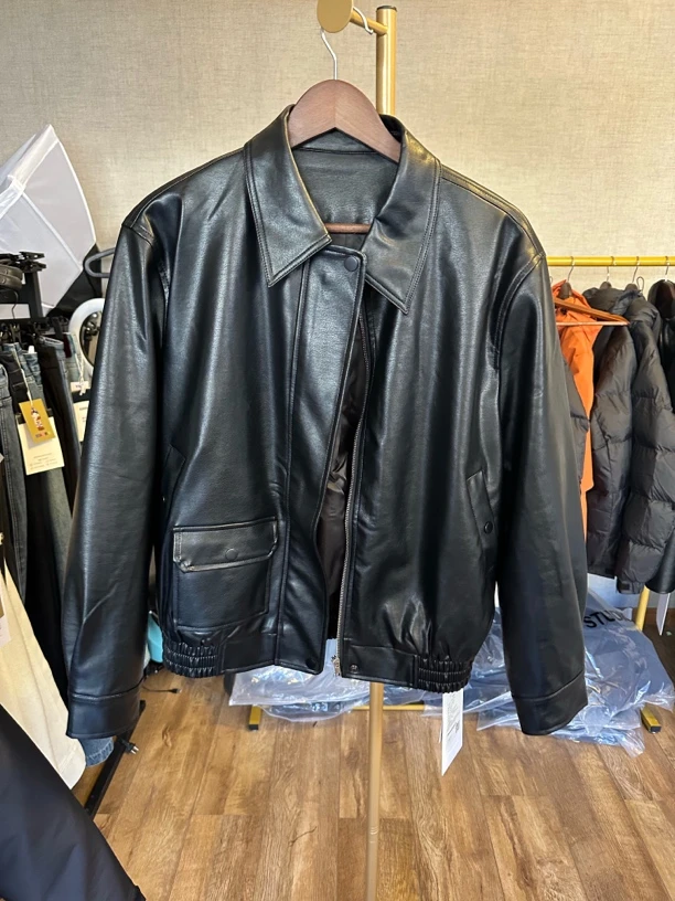 短款皮衣外套黑色