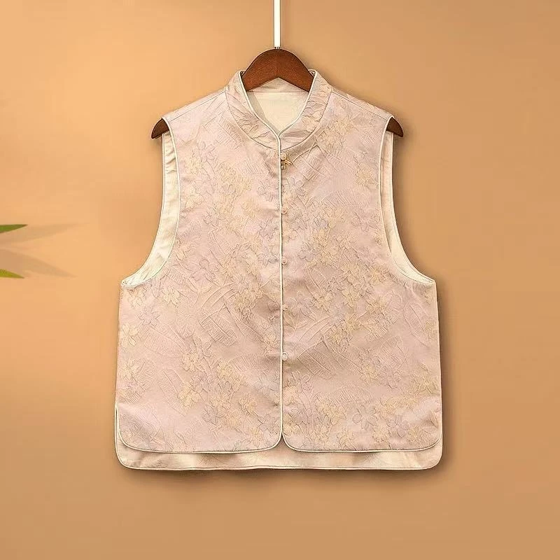 2025新款春季马甲新中式立领浮雕双面穿气质时尚高档马甲女