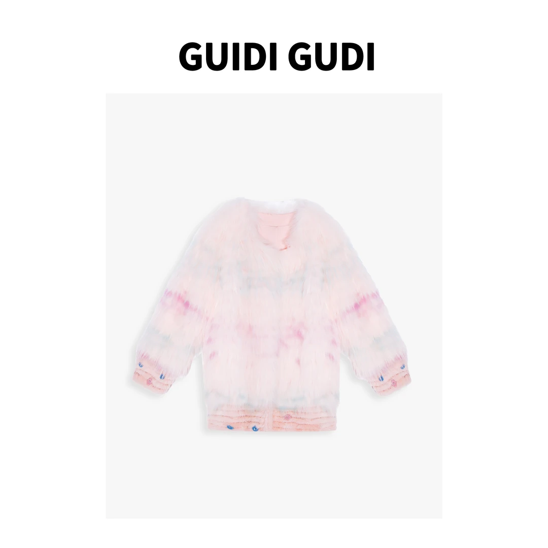GUIDI GUDI【糖果少女】气质休闲百搭贵妇毛毛长袖外套