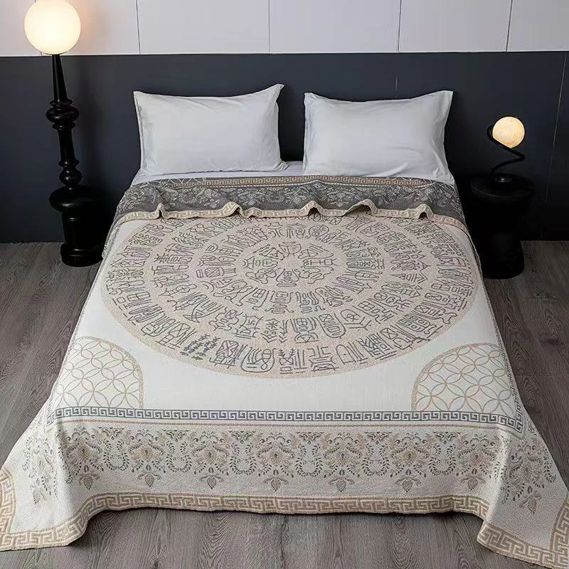 床盖毯【万福安康】2.3x2.5米 高端轻奢双人加大四季多功能盖毯