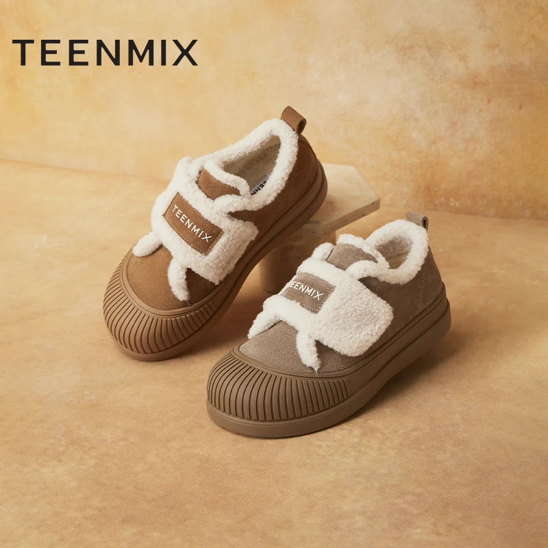 天美意2025秋新款商场同款厚底百搭休闲毛绒可爱女毛毛鞋BK521AM5