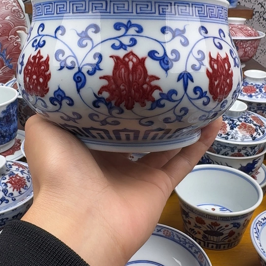 当代青花釉里红水洗