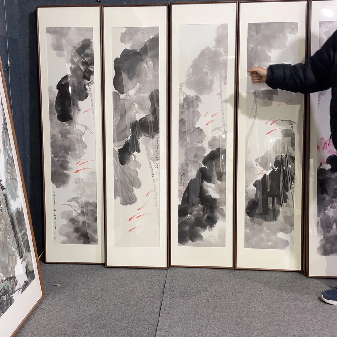 国画手绘画作品带框