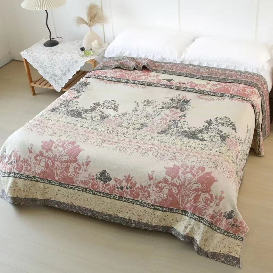 【花梦】200*230cm高端轻奢罗布麻精梳纱床盖亲肤透气可机洗