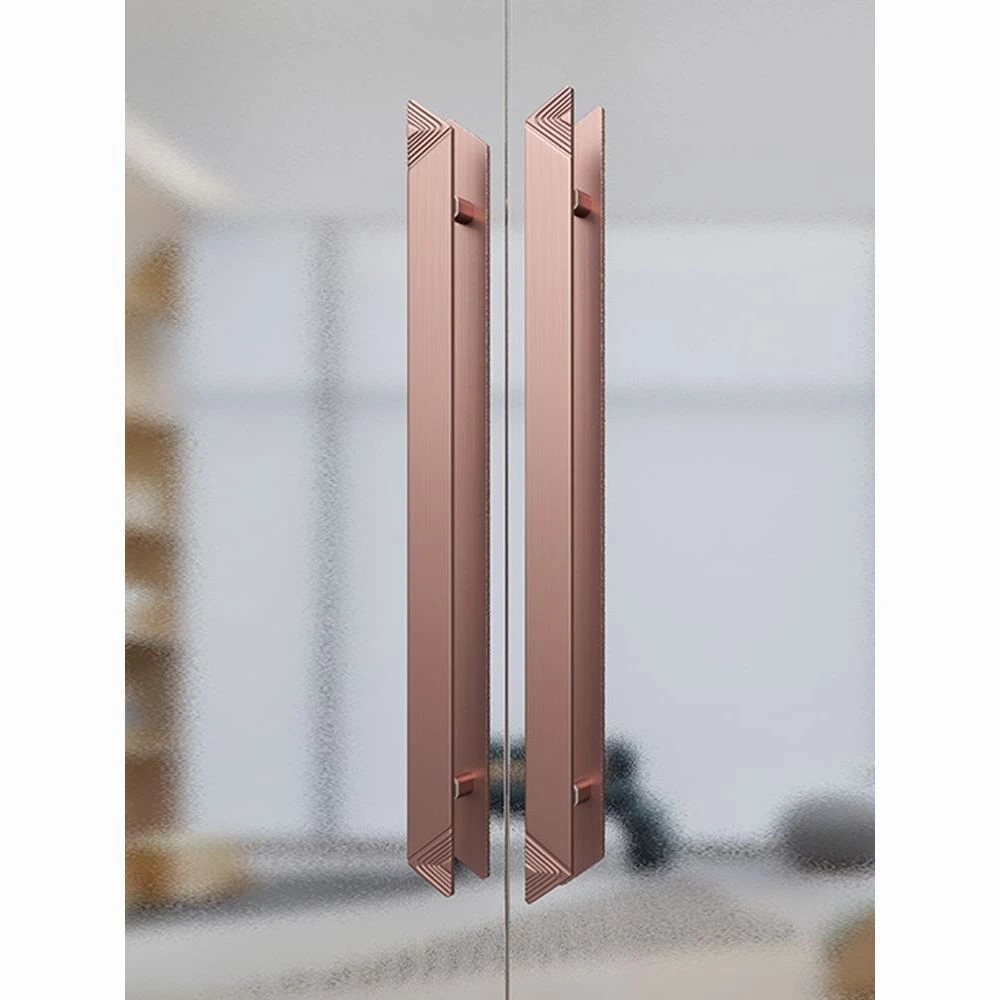 新中式双开实木门拉手金黑色酒店包厢铝雕刻字有无框玻璃大门把手