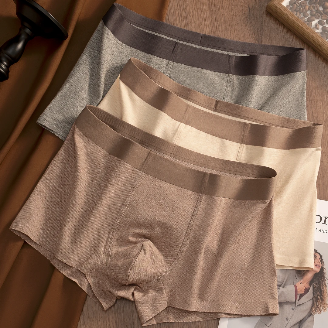 偶叶2025秋冬新款纯色男士内裤柔软舒适10A抗菌男生中腰四角裤