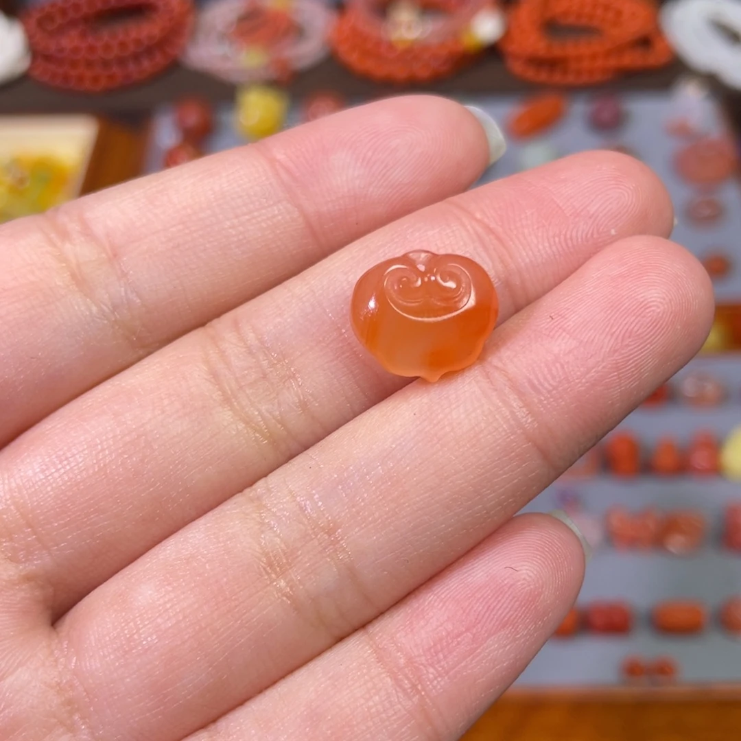 南红玛瑙未镶嵌祥云如意锁