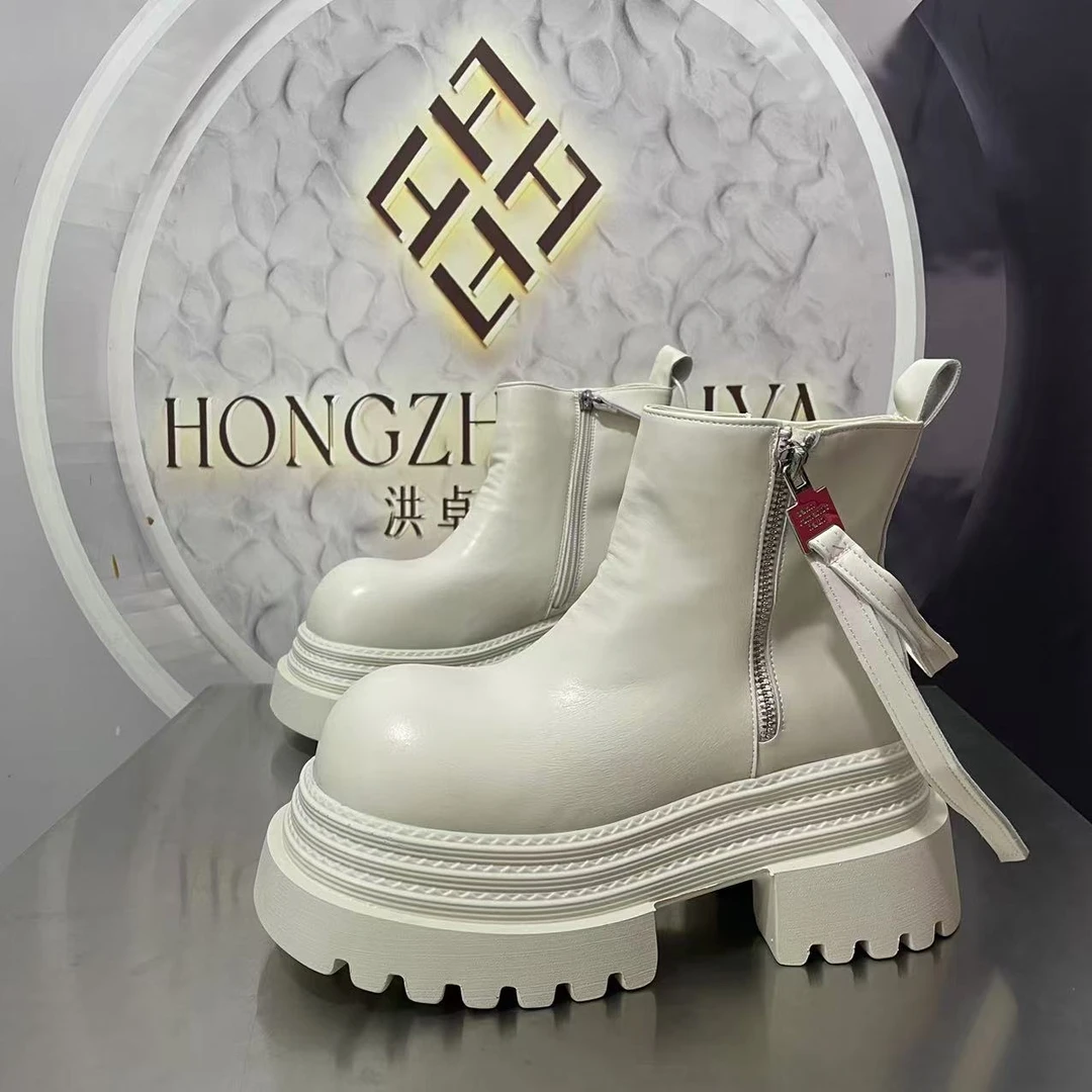 577-2绒里女厚底冬季秋冬马丁靴女鞋圆头女士系带英伦风休闲搭