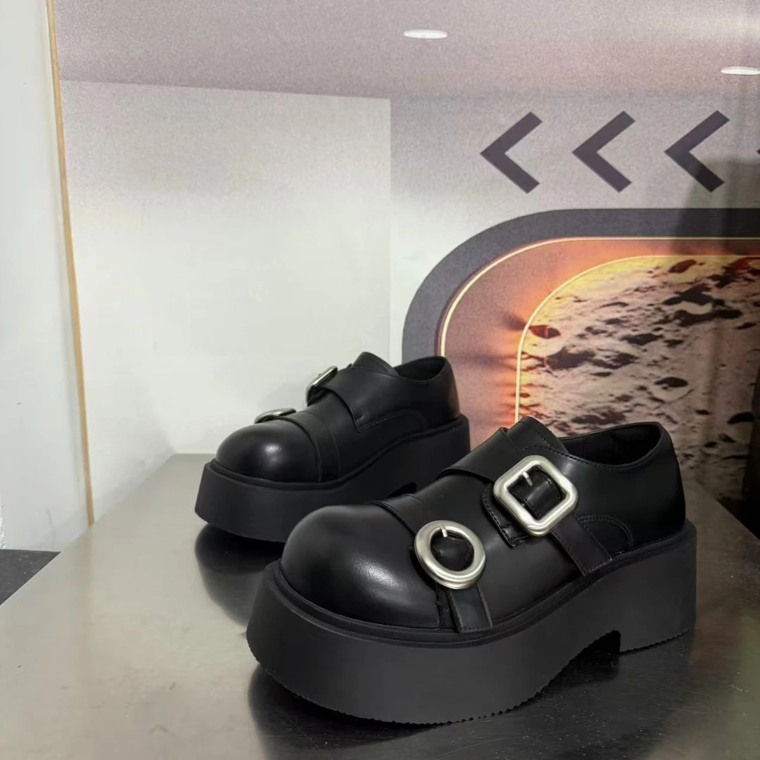 8666-2新款2025厚底乐福鞋学院风小皮鞋圆头百搭单鞋