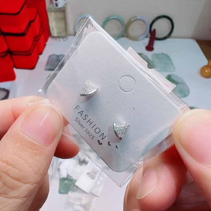 银S925镀金镶嵌天然锆石耳钉