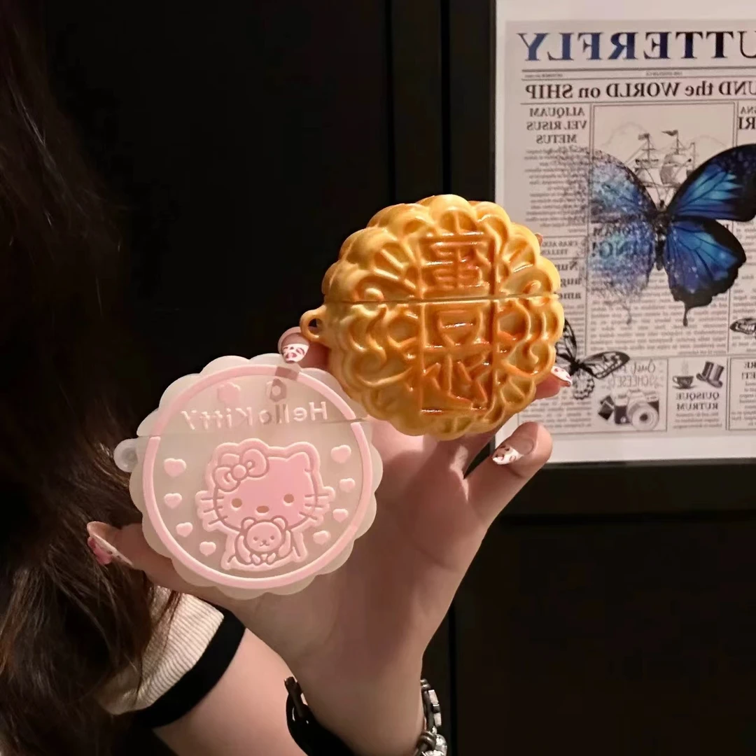 创意Kitty冰皮月饼适用AirPodsPro耳机套AirPods4代1/2卡通新3代