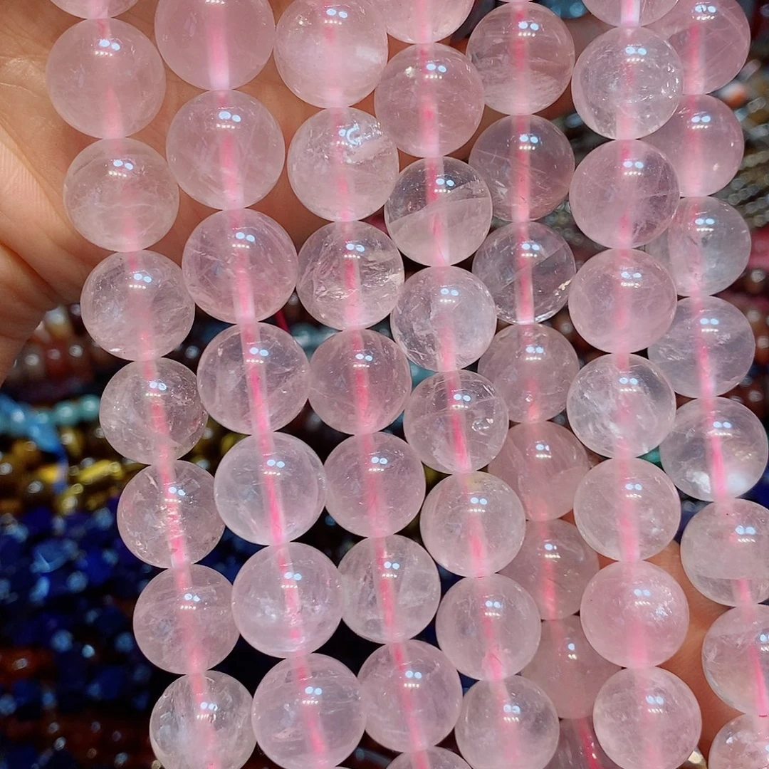 玛瑙/玉髓未镶嵌珠宝半成品14mm天然六芒星光马粉水晶一条