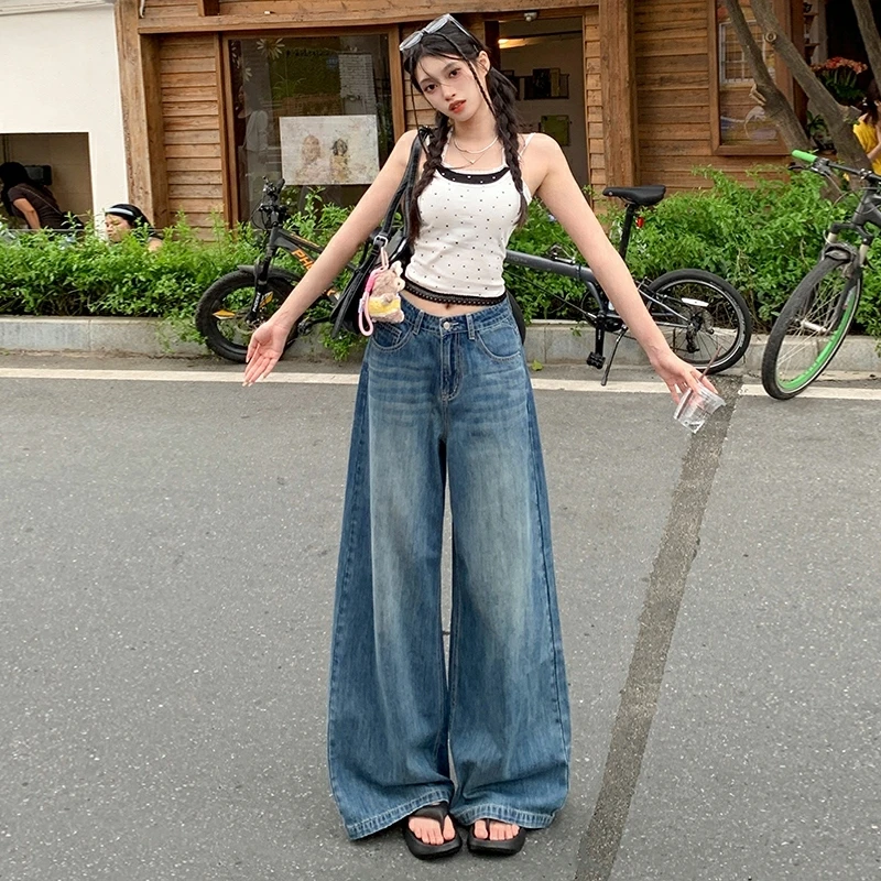 【LP】美式垂垂裤复古高街设计高腰阔腿不贴腿显瘦慵懒宽松拖地