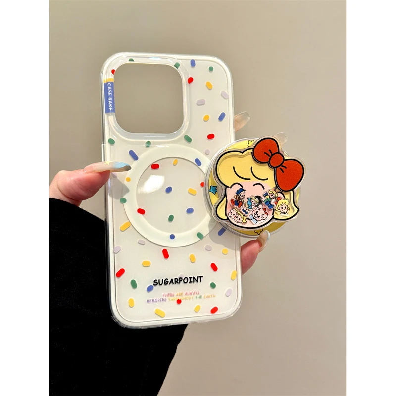 适用苹果iphone16promax摇摇女孩15pro韩风14磁吸支架13ins手机壳