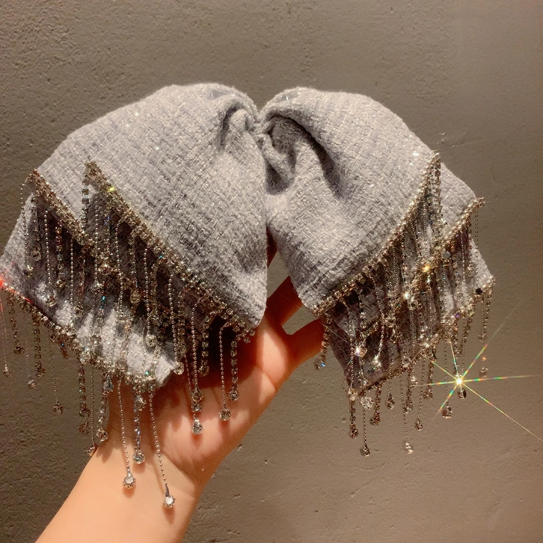 韩国镶钻流苏蝴蝶结发夹时尚百搭高级感弹簧夹