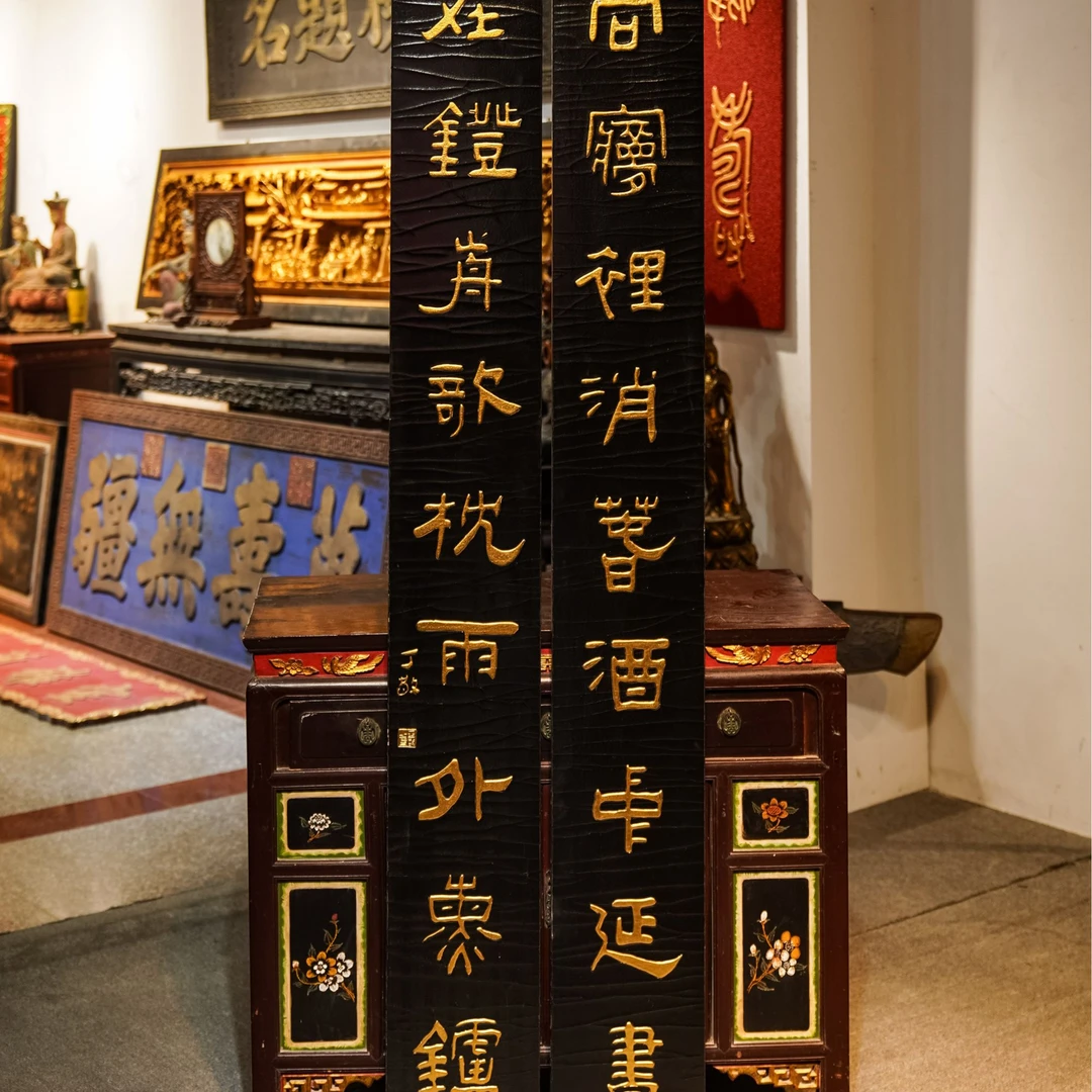 中式实木雕刻牌匾定制古典门头招牌对联装饰 向梦里销