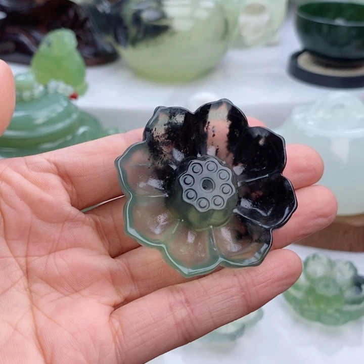 岫玉四大名玉香插未镶嵌滢*虫